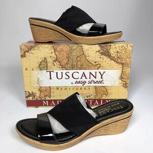 Easy Street Tuscany Adagio Sandals Black Patent 9.5M
